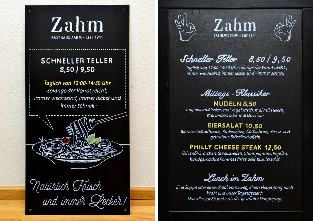 Tafeldesign, Tafelbilder und Tafelbeschriftung für Gastronomie, chalkboard design, Restauranttafel