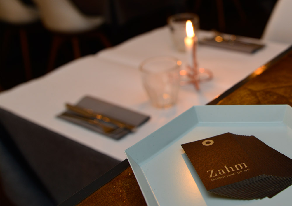 Gestaltung Visitenkarten Restaurant Zahm 